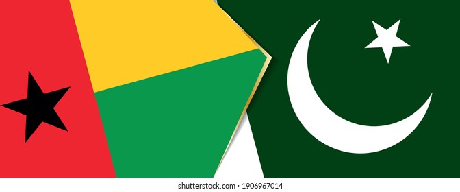 Guinea-Bissau and Pakistan flags, two vector flags symbol of relationship or confrontation.