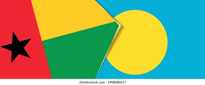 Guinea-Bissau and Palau flags, two vector flags symbol of relationship or confrontation.