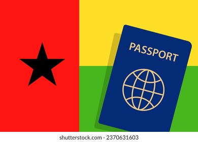 Guinea-Bissau Passport. Guinea-Bissau Flag Background. Vector