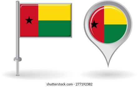 Guinea-Bissau pin icon and map pointer flag. Vector illustration.