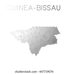 Guinea-Bissau polygonal vector map. Molecular structure country map design. Network connections polygonal Guinea-Bissau map in geometric style for your infographics.