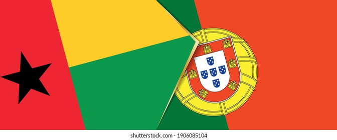 Guinea-Bissau and Portugal flags, two vector flags symbol of relationship or confrontation.