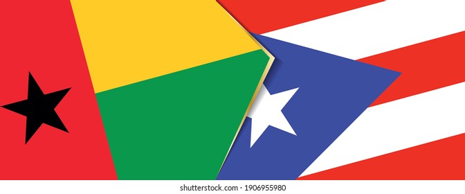 Guinea-Bissau and Puerto Rico flags, two vector flags symbol of relationship or confrontation.