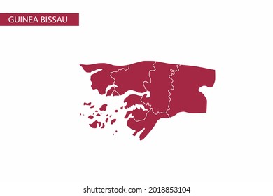 Guinea-Bissau red map detailed vector.