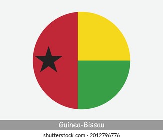 Guinea-Bissau Round Circle Flag. Bissau-Guinean Circular Button Banner Icon. EPS Vector