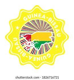 Guinea-Bissau round grunge stamp with country map and country flag. Vintage badge with circular text and stars, vector illustration.