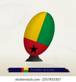 Guinea-Bissau Rugby Ball on Rugby Kicking Tees with Modern Design. Illustration perfect for sports, national pride, and rugby-related projects.