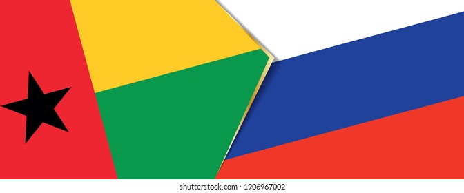 Guinea-Bissau and Russia flags, two vector flags symbol of relationship or confrontation.
