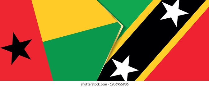 Guinea-Bissau and Saint Kitts and Nevis flags, two vector flags symbol of relationship or confrontation.