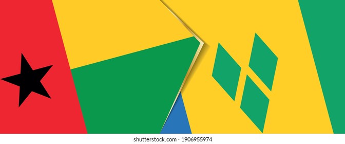 Guinea-Bissau and Saint Vincent and the Grenadines flags, two vector flags symbol of relationship or confrontation.