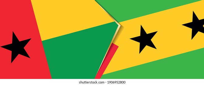 Guinea-Bissau and Sao Tome and Principe flags, two vector flags symbol of relationship or confrontation.