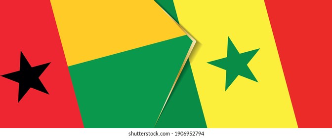 Guinea-Bissau and Senegal flags, two vector flags symbol of relationship or confrontation.