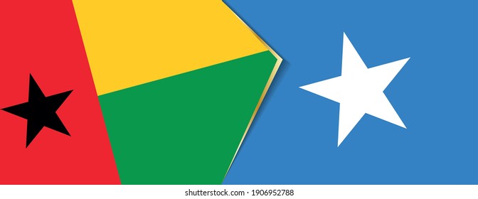 Guinea-Bissau and Somalia flags, two vector flags symbol of relationship or confrontation.