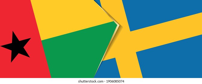Guinea-Bissau und Schweden Flaggen, zwei Vektorflaggen Symbol für Beziehung oder Konfrontation.