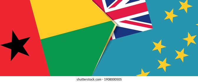 Guinea-Bissau and Tuvalu flags, two vector flags symbol of relationship or confrontation.