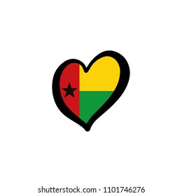 Guinea-Bissau Vector Flag Inside heart shape graphic element Illustration template design