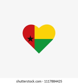 Guinea-Bissau Vector Flag Inside heart shape graphic element Illustration template design
