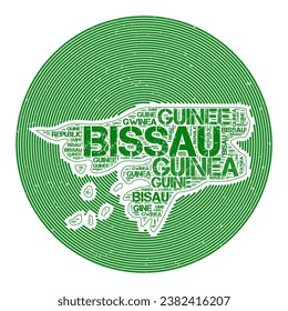 Guinea-Bissau Vector Image. Country round logo design. Guinea-Bissau poster in circular arcs and wordcloud style. Superb vector illustration.