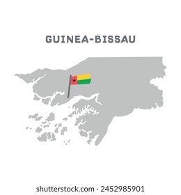 Guinea-bissau vector map illustration, country map silhouette with the flag inside. Map of the Guinea-bissau with the national flag isolated on white background