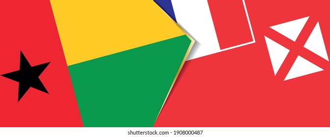 Guinea-Bissau and Wallis and Futuna flags, two vector flags symbol of relationship or confrontation.