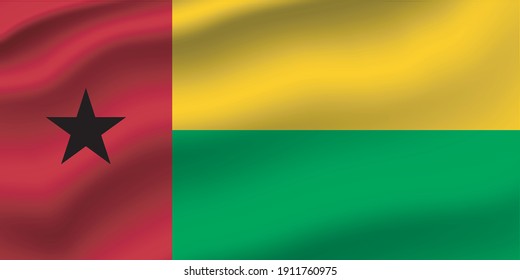 Guinea-Bissau waving flag vector editable
