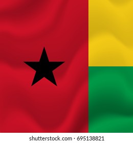 Guinea-Bissau waving flag. Vector illustration.