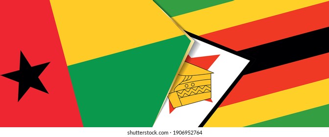 Banderas de Guinea-Bissau y Zimbabwe, dos banderas vectoriales símbolo de relación o enfrentamiento.