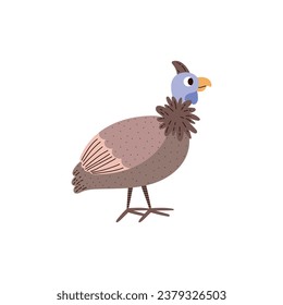 Ave guineafowl aislado de ilustración de vector plana. Aves de corral.