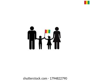 Guinean family with Guinea national flag, we love Guinea concept, sign symbol background, vector illustration.