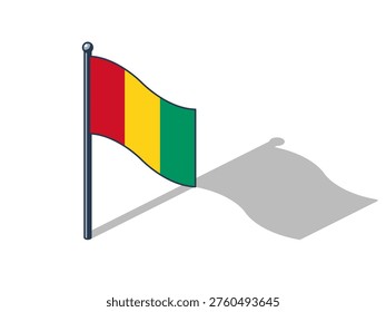 Guinean flag isometric vector illustration with shadow Guinean flag