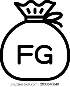Guinean franc cash bag vector illustration . Editable stoke.