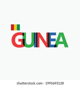 Guinea's colorful typography with its vectorized national flag. African country typography.