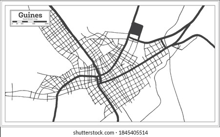 Guines Cuba City Map in Black and White Color in Retro Style. Outline Map. Vector Illustration.