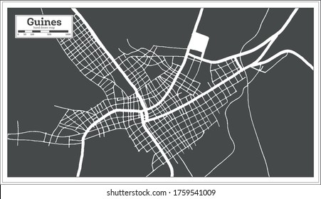 Guines Cuba City Map in Retro Style. Outline Map. Vector Illustration.