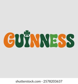 Guinness text of saint patrick day vector typography transparent background