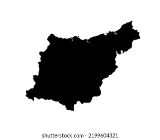 Dibujo de silueta vectorial del mapa guipuzcoa aislado en fondo blanco. Gran ilustración detallada. Provincia española, parte de la comunidad autónoma del País Vasco. País en Europa, miembro de la UE.