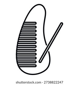 Guiro musical instrument with stick vector icon on white background