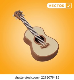 guitar 3D vector icon set, on a orange background