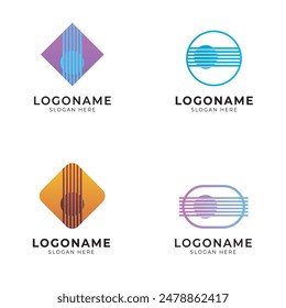 guitar abstract icon logo set