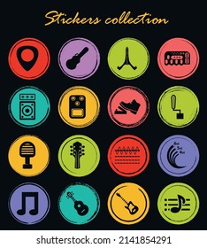 Guitar and accessories vector icons for user interface design