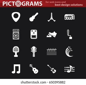 Guitar and accessories vector icons for user interface design