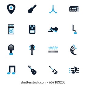 Guitar and accessories vector icons for user interface design