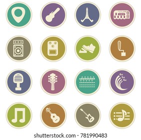 Guitar and accessories vector icons for user interface design