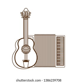 guitar and accordion isolated icon