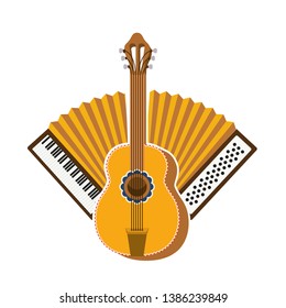 guitar and accordion isolated icon