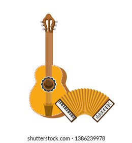 guitar and accordion isolated icon