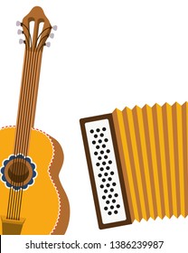 guitar and accordion isolated icon