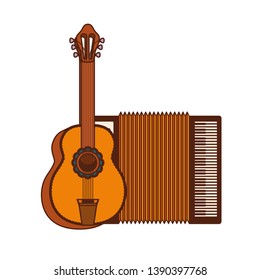 guitar and accordion isolated icon