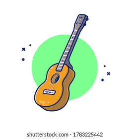 Guitar Accoustic Music Cartoon Vector Icon Illustration. Music Instrument Icon Concept Isolated Premium Vector. Flat Cartoon Style