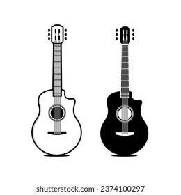 Vector acústico de guitarra sobre fondo blanco